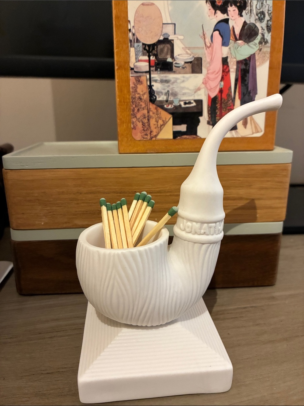 Jonathan Adler pipe match strike sculpture figurine
